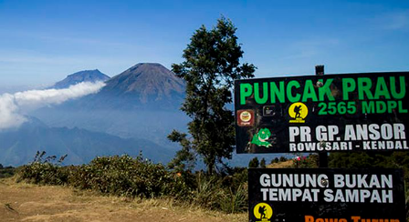 Panorama alam yang memesona di Gunung Prau, Jawa Tengah.
