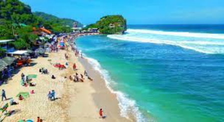 Pantai Indrayanti merupakan pantai yang berhiaskan pasir putih dengan bukit karang yang ada di pesisir pantai serta birunya air laut yang jernih dapat