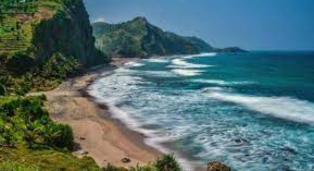 Memiliki julukan “The Hidden Paradise” karena memiliki ciri khas pantai berpasir warna hitam keabu-abuan