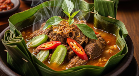 Garang Asem H. Masduki Pekalongan menyajikan hidangan ayam berkuah dengan perpaduan rasa gurih, asam, dan pedas.