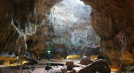 Nggak semua goa itu gelap! ?? Goa Terawang di Blora punya lubang alami di bagian atas yang bikin cahaya matahari bisa masuk langsung ke dalam goa. Sel